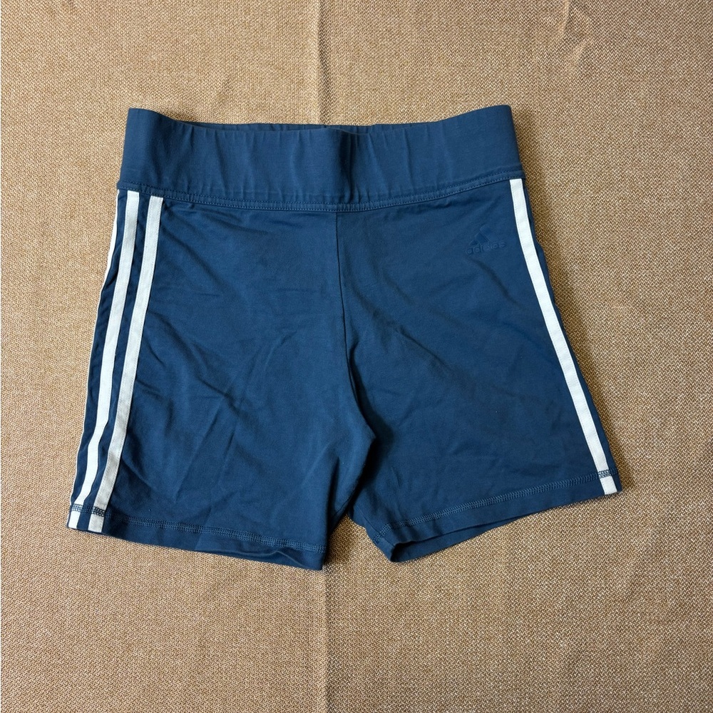adidas Navy Blue Athletic Shorts with White Stripes